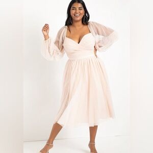 Nabela Noor x ELOQUII Tiered Puff Sleeve Dress